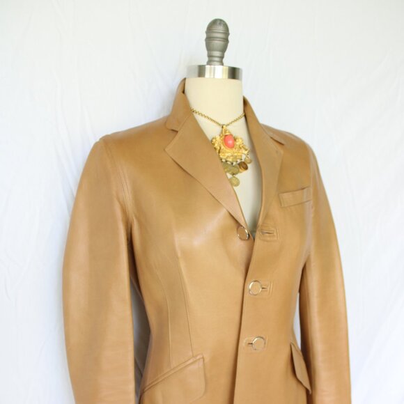 RALPH LAUREN black label Collection leather tan Blazer sports coat Dress Jacket - Picture 3 of 10